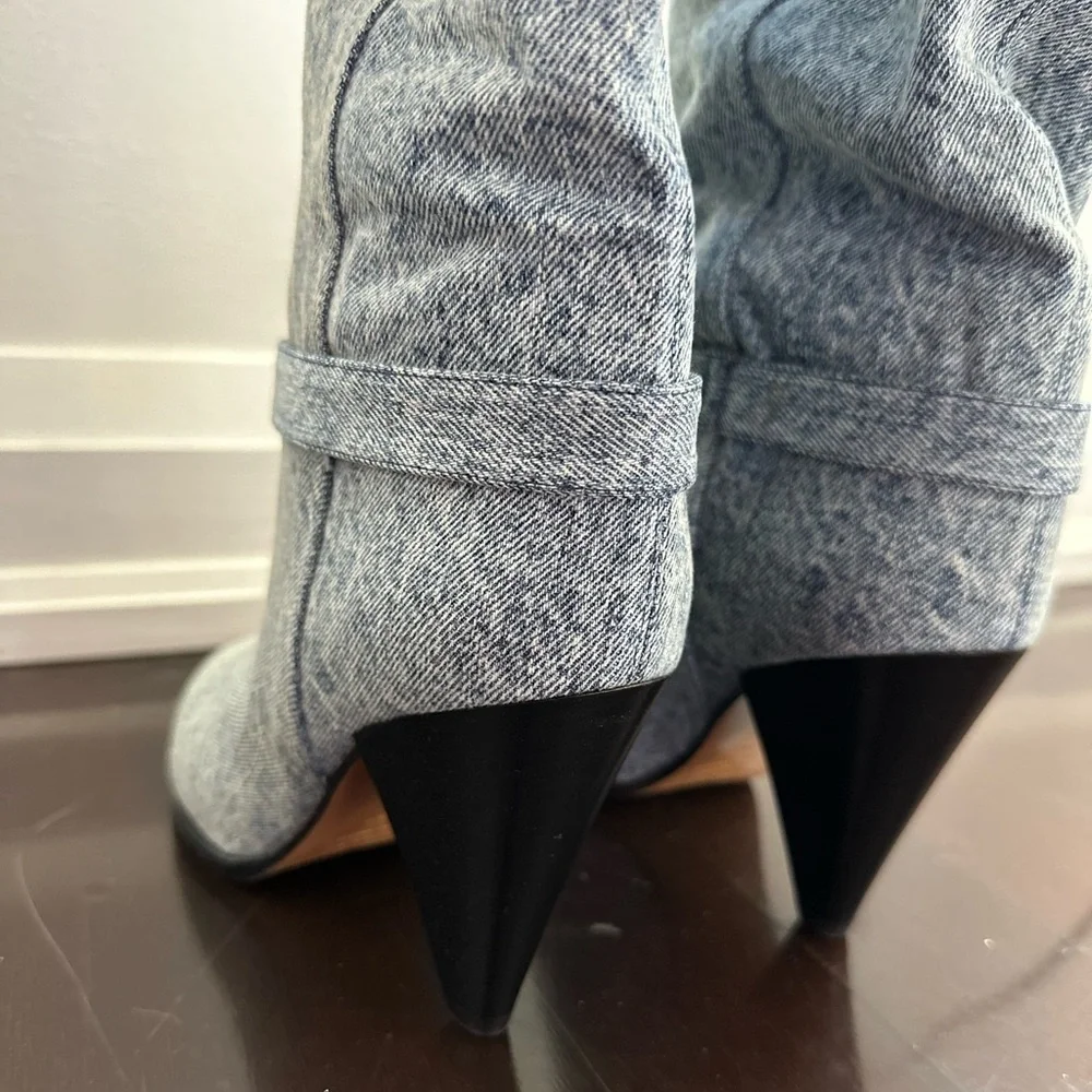 Isabel Marant BNIB Learon Denim Over-the-Knee Boots Size 37 - Picture 12 of 14